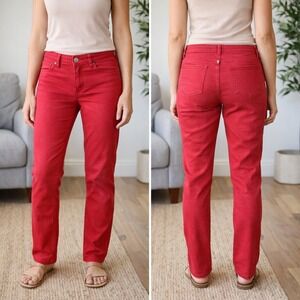 Prana Kara Jeans Red Stretch Denim Slim Straight Leg Pants Womens 10/30